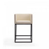 Embassy Mid-Century Modern Metal Upholstered Counter Stool in Cream - Set of 2 | Tabouret de comptoir Embassy style milieu du siecle en metal et tissu creme - Lot de 2