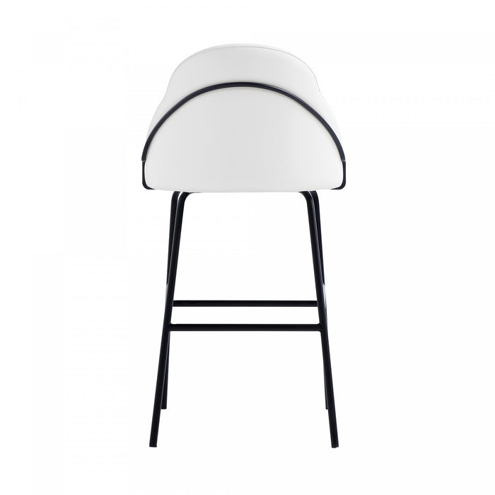 Gracie Modern Metal Upholstered Barstool in White and Black - Set of 3
