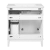 Savannah 30 Inch Bathroom Vanity with Ceramic Sink and Spacious Storage Cabinet, White | Savannah Meuble de salle de bain 30 pouces avec vasque en ceramique et armoire de rangement spacieux, Blanc