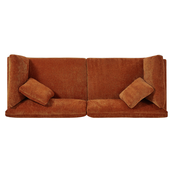 Flare Modern 83.5 Inch Flared Arms Sofa with High-Density Cushions, Caramel