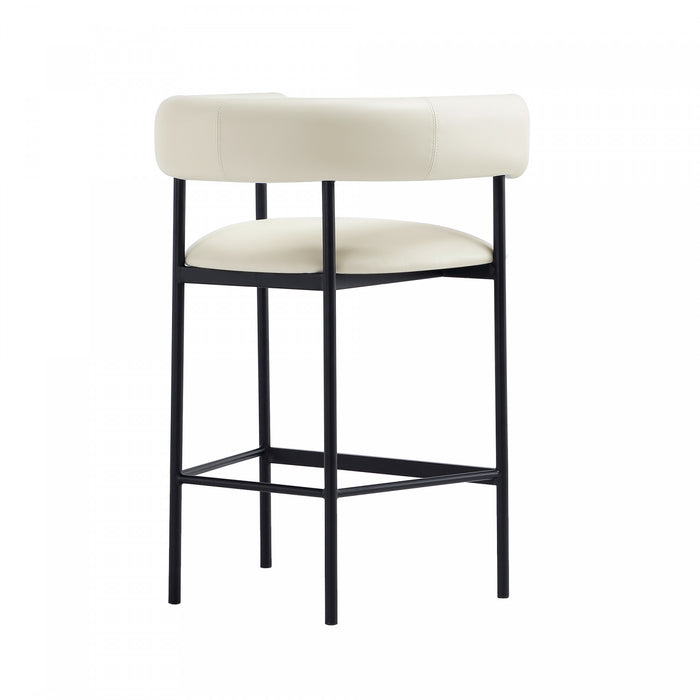 Onda Contemporary Vegan Leather Metal Counter Stool in Ivory