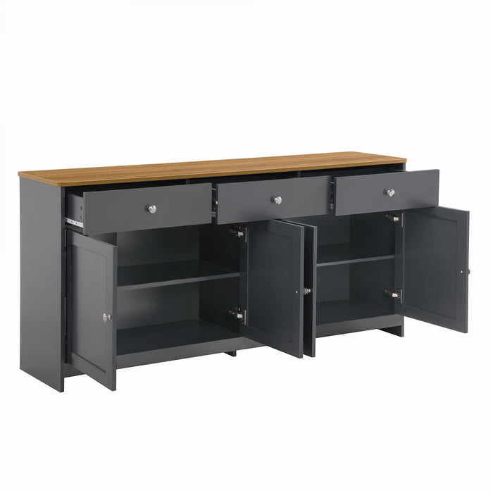 Grace 55.1\" Rustic Wood Buffet Cabinet with Doors and Drawers,Grey Accent Cabinet