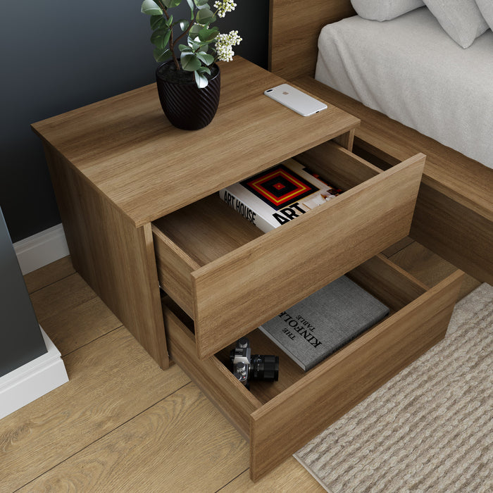 Nordika James Nightstand With 2-Drawers - Brown Oak
