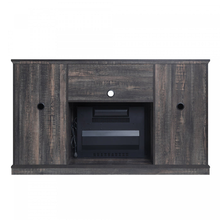 Myrtle Modern Farmhouse 2-Piece Electric Fireplace in Black and Antique Brown