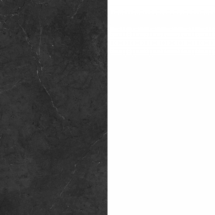 Myro Kitchen Island With Storage - Faux Black Stone And White 