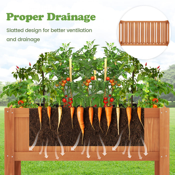 Costway Raised Garden Bed Elevated Planter Box Shelf Standing Garden Herb Garden Wood