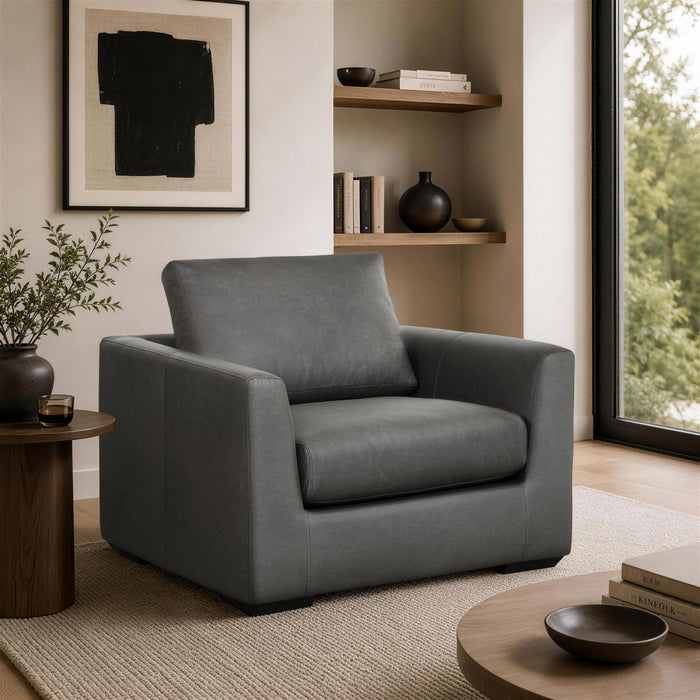 Cleo Contemporary Upholstered Accent Chair in Pewter