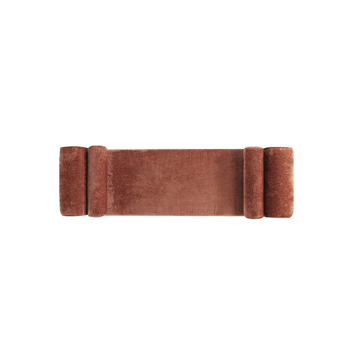 Concord Modern Glam Chenille Accent Bench in Terracotta