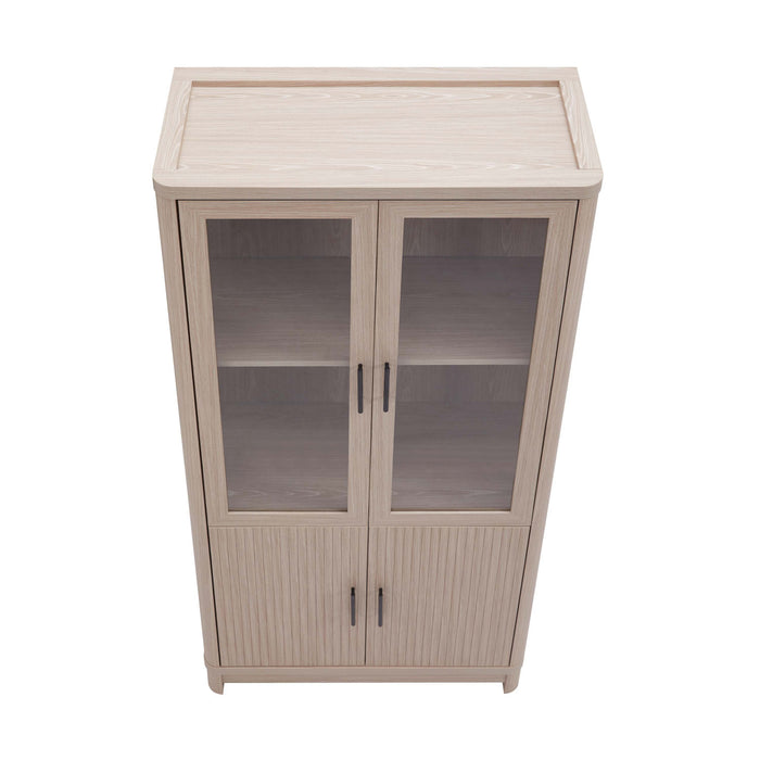 Jodie Mid-Century Modern 31\" Bookcase Cabinet in Whitewashed Oak (6-Shelf)