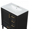 Emerson 30 Inch Bathroom Vanity with Ceramic Sink and Three Drawers, Black | Emerson Meuble de salle de bain 30 pouces avec vasque en ceramique et trois tiroirs, Noir