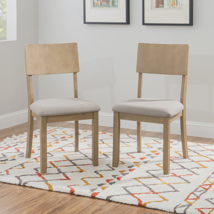 Jorissen Grey Linen-Look Fabric Dining Chair - Set of 2