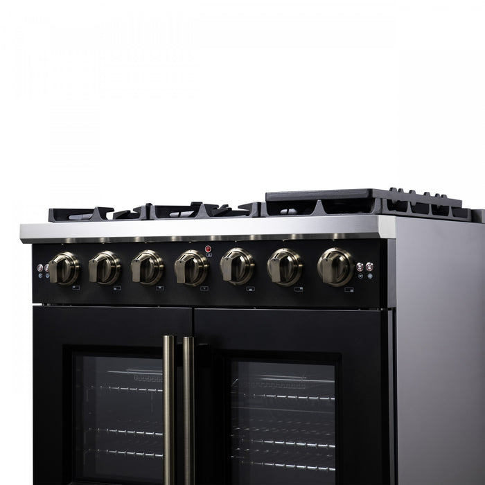 Forno Capriasca 36\" Black Gas Range 5.36 cu.ft -FFSGS6460-36BLK
