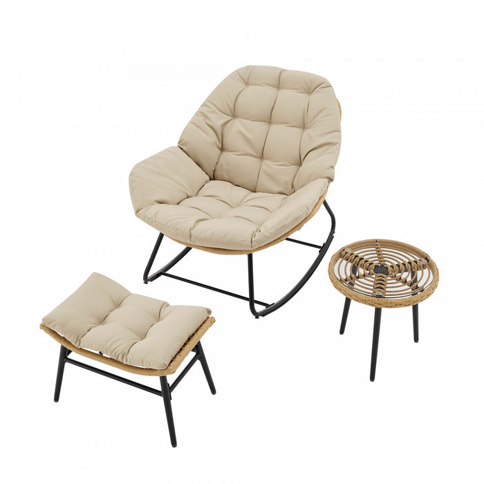 Benson Modern 3-Piece Lounge Chair Set in Cream - Set of 6
