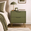 Avira Mid-Century Modern 20" Nightstand in Olive Green (2-Drawer) | Table de nuit Avira Mid-Century Modern 20" en vert olive (2 tiroirs)