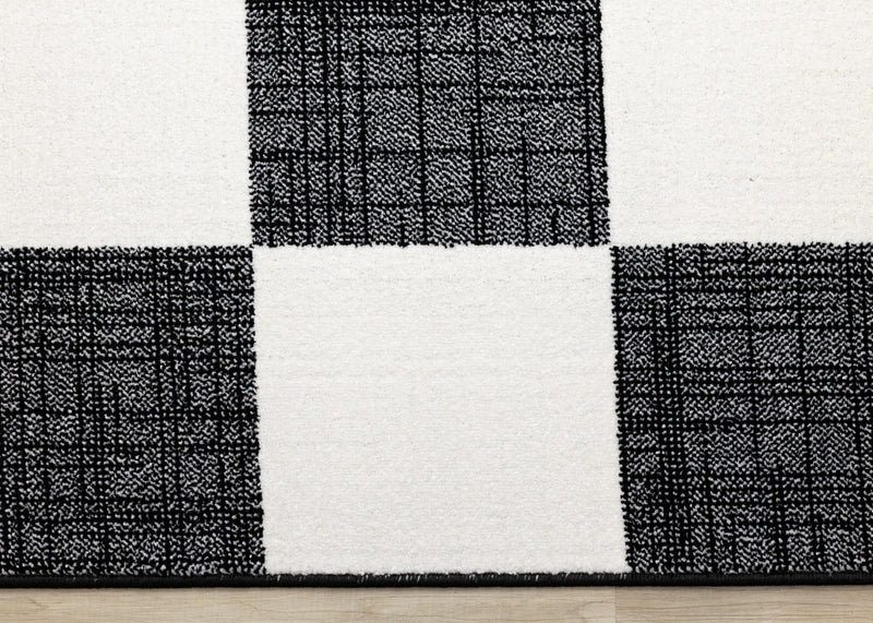Covington Black White Checkered Pattern Rug, 6'7\" x 9'10\" Indoor Area Rug