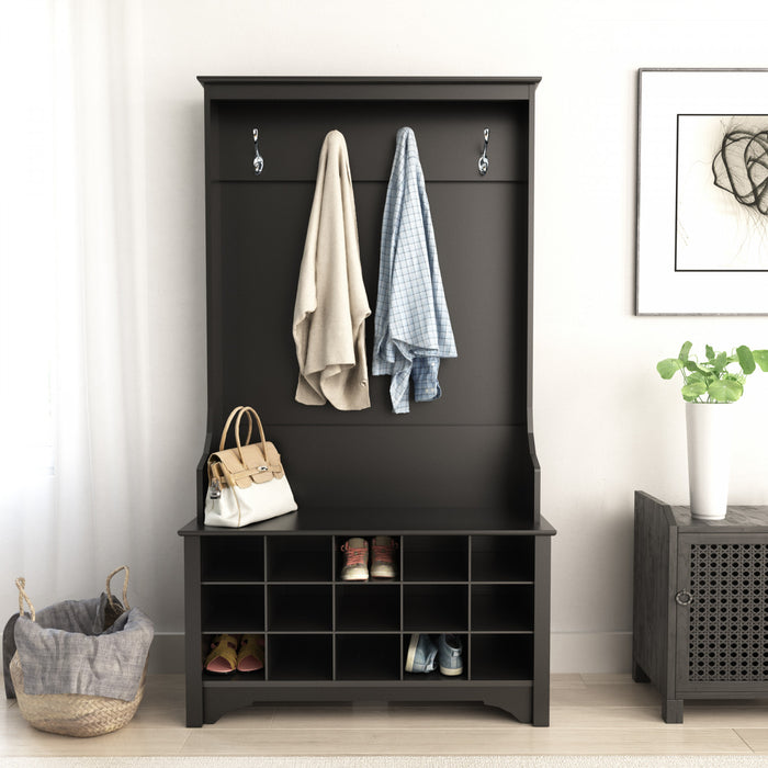 Hall Tree with Shoe Storage - Black