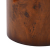 Kinley Set of 2 Modern Round Nesting Coffee Tables, Burl Veneer Cylinder Side Table Set, Brown | Ensemble de 2 tables basses rondes gigognes Kinley, tables d'appoint cylindriques placage bois, brun