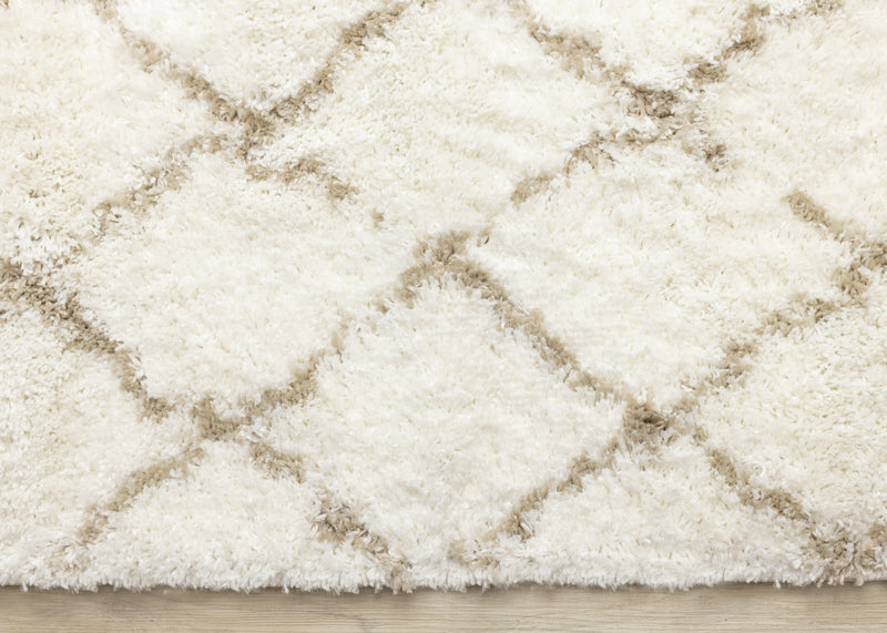 Taylor Cream Brown Lattice Shag Rug, 5'3\" x 7'7\" Indoor Area Rug