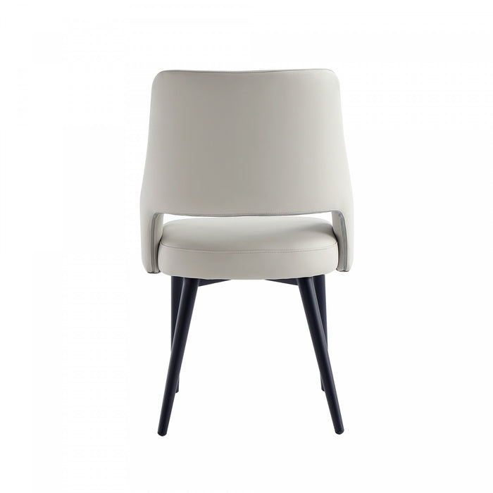 Tremont Modern Vegan Leather Metal Dining Chair in Stone Gray - Set of 2