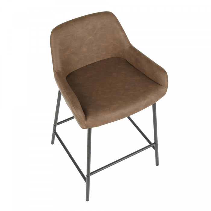 LumiSource Daniella Espresso Faux Leather Industrial Counter-Height Stool - Set of 2