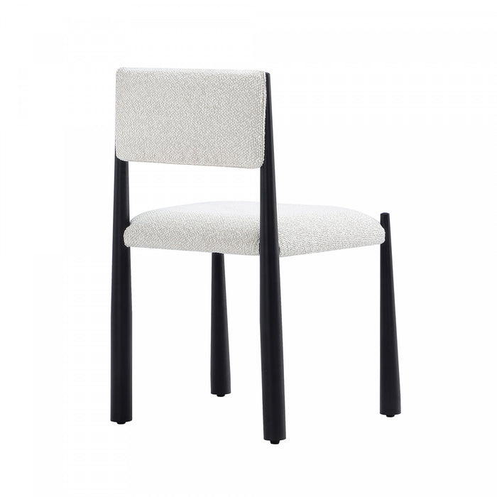 Lennor Mid-Century Modern Boucle Metal Side Chair in Cream - Set of 2
