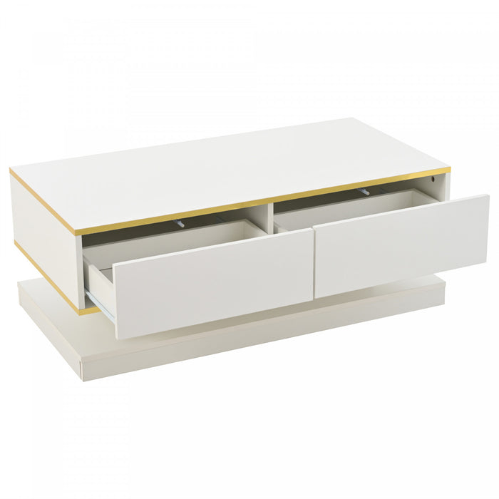 James Coffee Table with 2 Drawers Gold,White