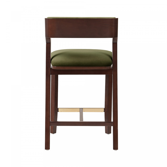 Patricia Modern Wood Upholstered Counter Stool in Turtle Green Bar Stool
