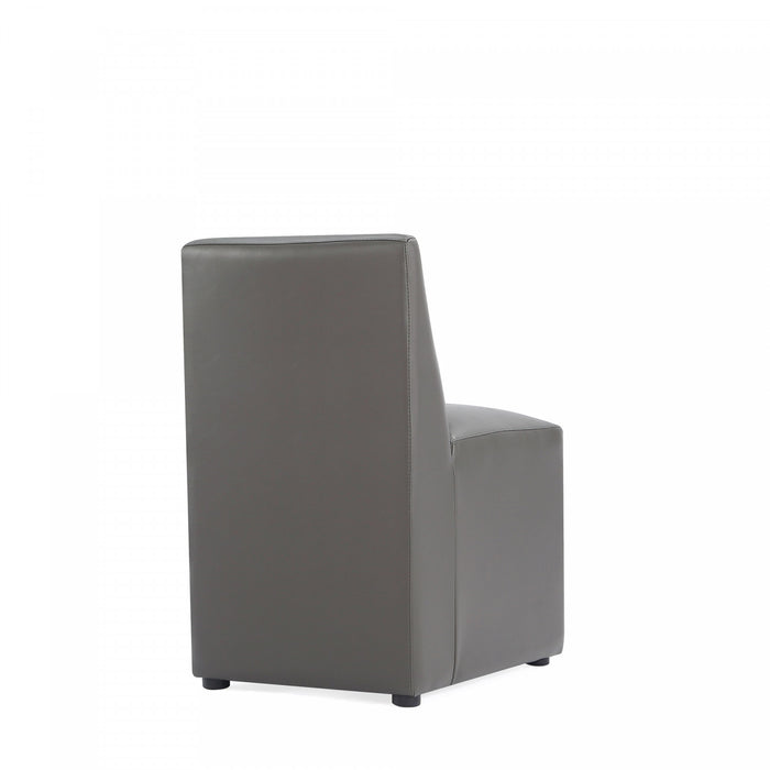 Anna Square Modern Vegan Leather Dining Chair in Graphite - Set of 2
