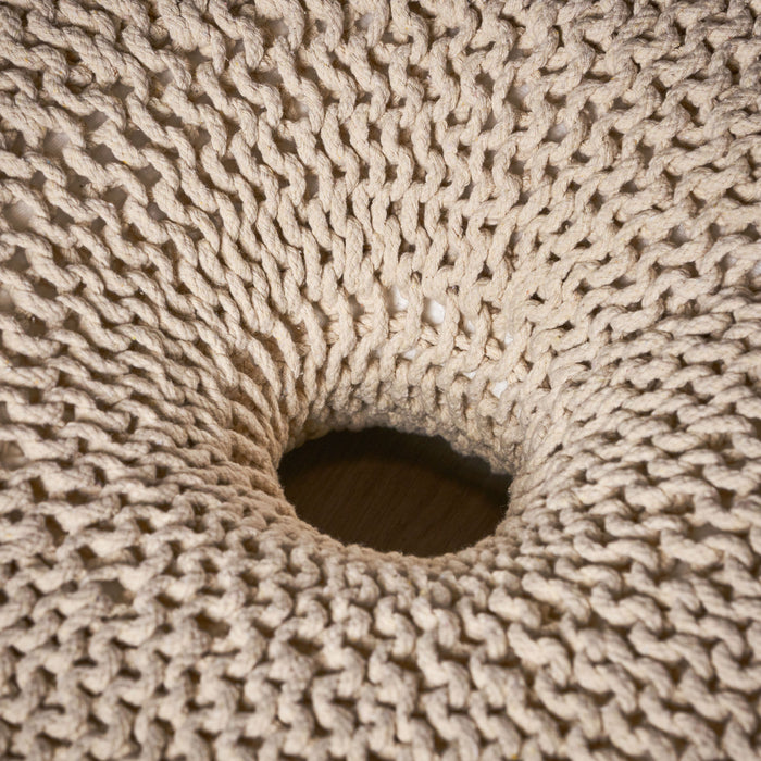 Murphy Upholstered Pouf,100% Cotton - Beige