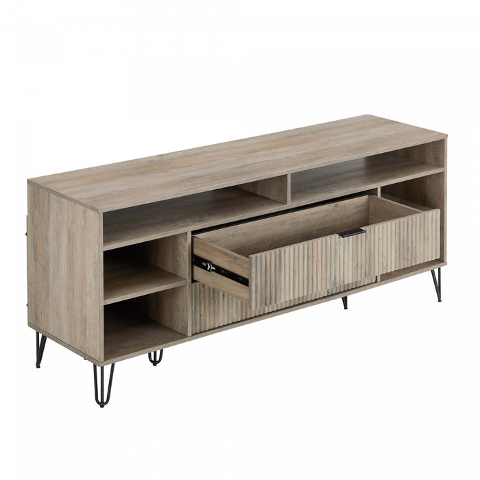 Dumbo Modern 63\" Fluted TV Stand in Rustic Gray