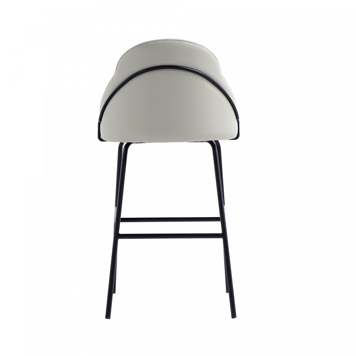 Gracie Modern Metal Upholstered Barstool in Stone Gray and Black - Set of 2