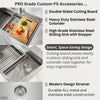 MultiSINK 33 in. Dual Mounted 3-Level Workstation Kitchen Sink, Faucet, Glass Rinser,Stainless Steel- D-WP31 Laundry Combo | Evier poste de travail MultiSINK 33 po, double pose, 3 niveaux, robinet, rince-verre, inox-D-WP31