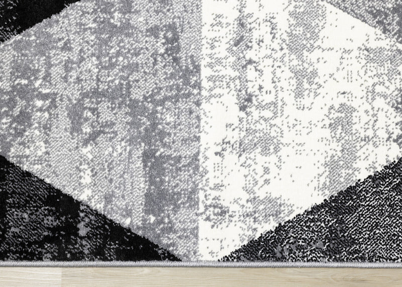 Covington Black White Grey Distressed Geometric Triangle Rug, 7'10\" x 10'6\" Indoor Area Rug