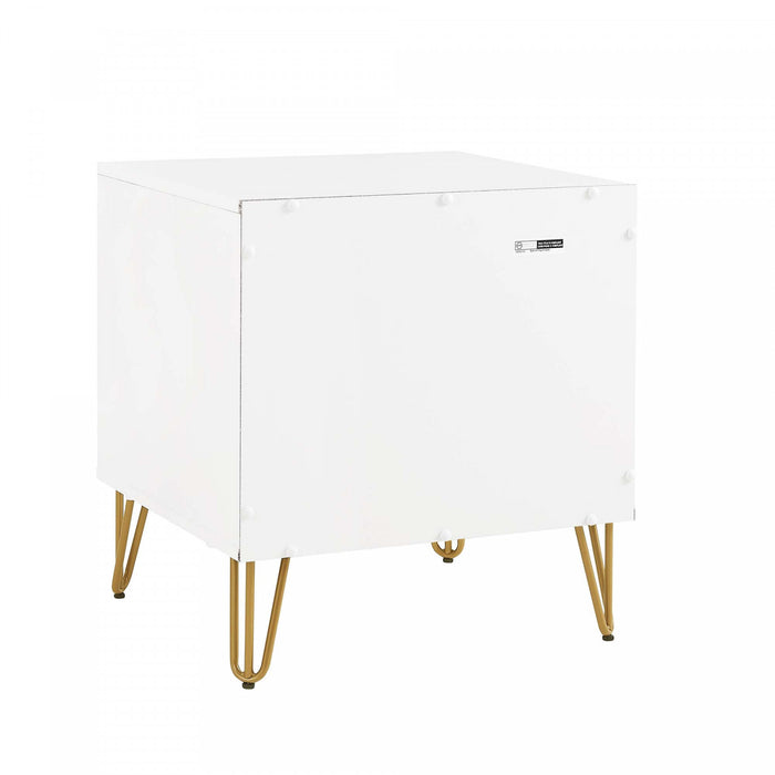 Dumbo Modern 20\" Fluted Nightstand in White (2-Drawer) - Set of 2