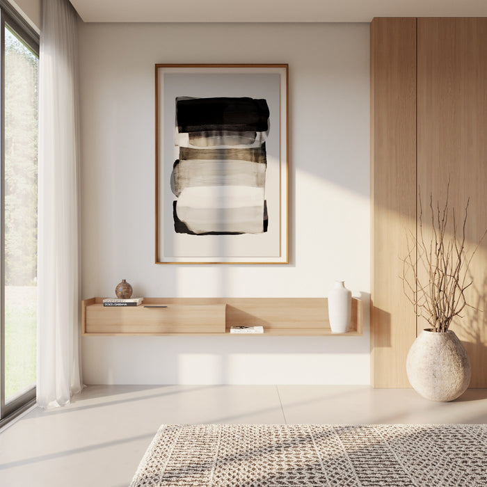 Nordika Slim 72\" Wall-Mounted TV Stand with Storage Cabinet - Natural Blonde Oak