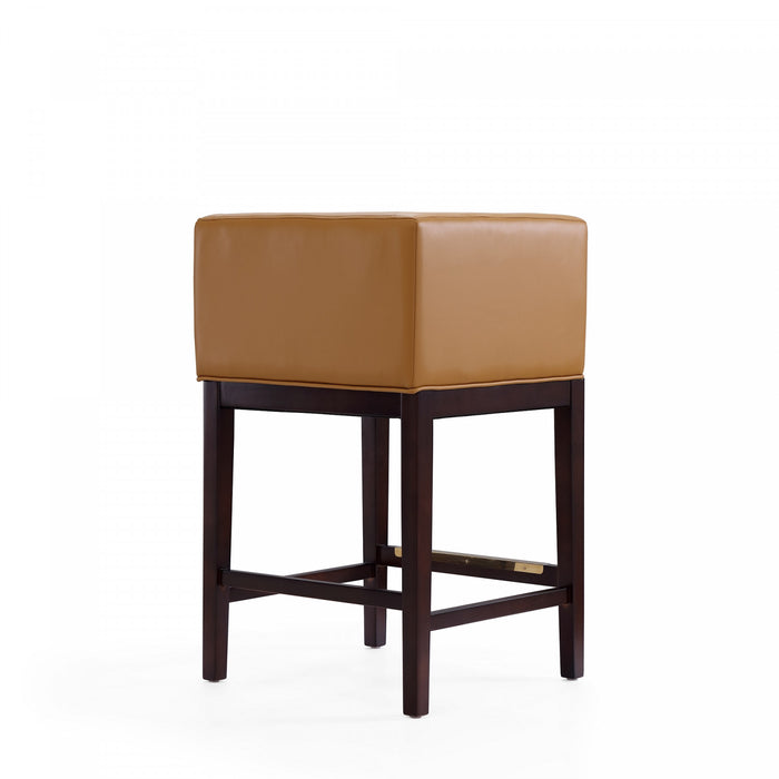 Kingsley Mid-Century Modern Wood Upholstered Counter Stool in Camel - Set of 2