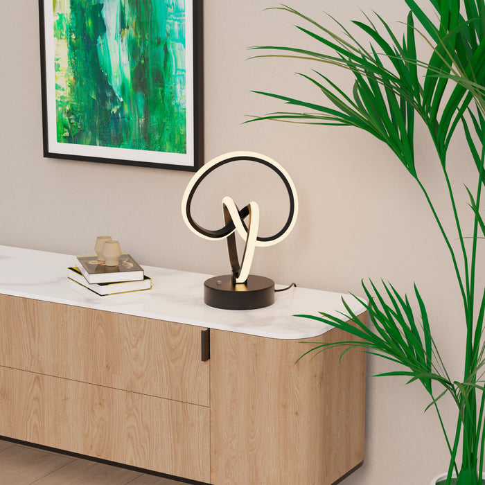 11\" Matte Black Loop Design  LED Table Lamp