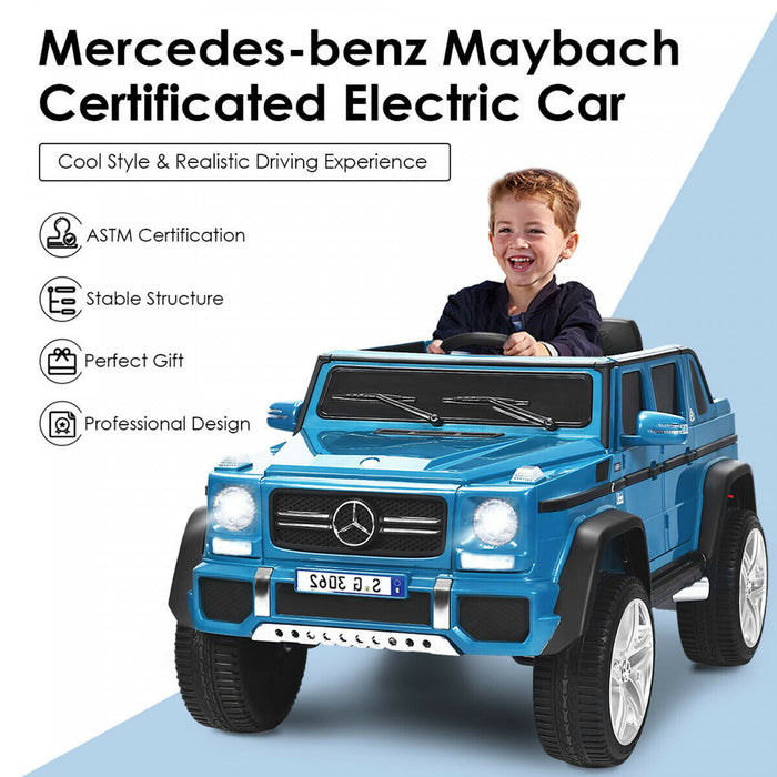 12v Licensed Mercedes-benz Kids Ride On Car Rc Motorized Vehicles W/ Trunk Navy