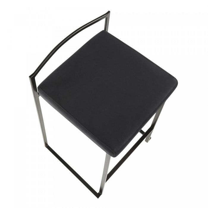LumiSource Fuji Black Velvet Contemporary Stackable Counter-Height Stool - Set of 2
