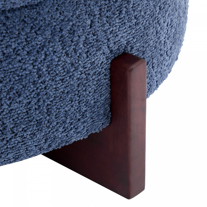 Sophia Round Storage Ottoman Coffee Table with Tufted Upholstery - Blue