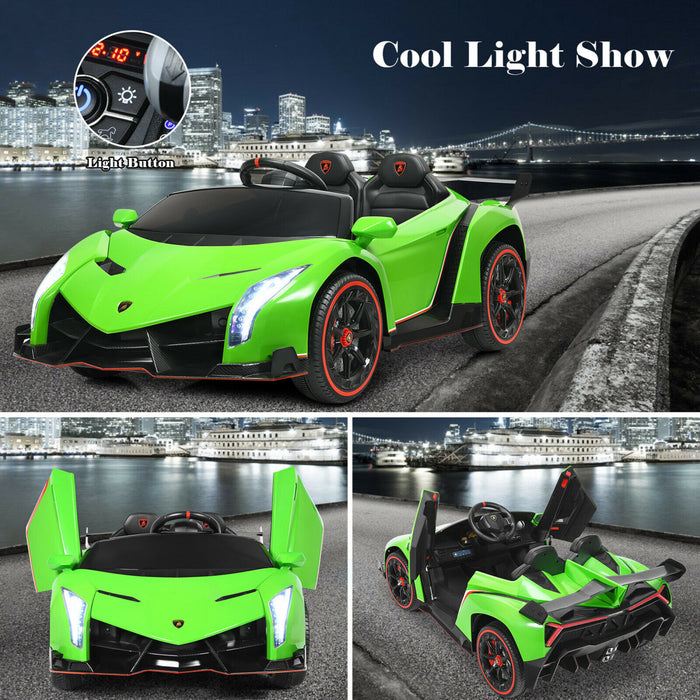 Costway 12v 2-seater Licensed Lamborghini Kids Ride On Car W/ RC & Swing Function Green