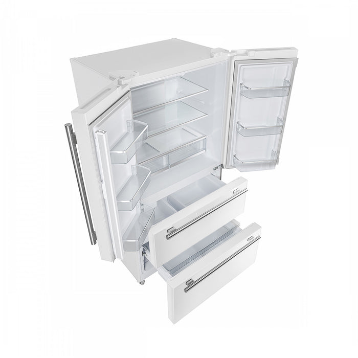 Forno Espresso Moena 36-inch French Door Refrigerator in White, 19.2 cu.ft. - FFRBI1820-36WHT