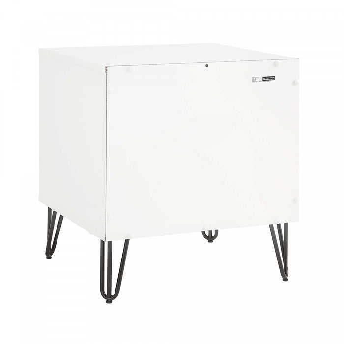 Dumbo Modern 20\" Fluted Nightstand in Rustic Gray and White (1-Drawer)