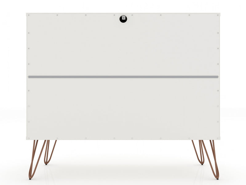 Rockefeller Mid-Century Modern 35\" Dresser in White (3-Drawer) - Set of 2