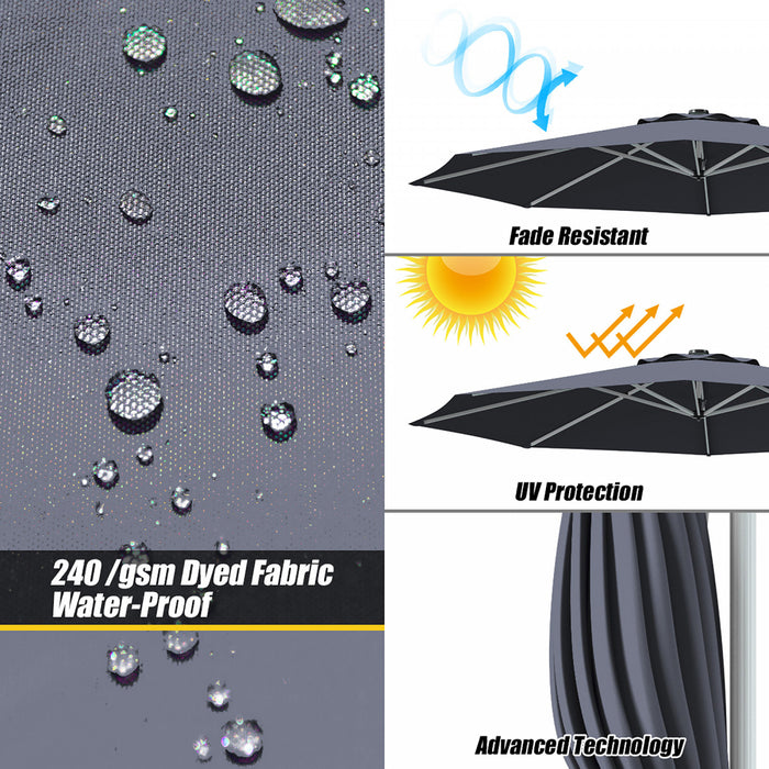 Costway 11' Patio Cantilever Offset Umbrella 360° Rotation Aluminum Tilt Grey