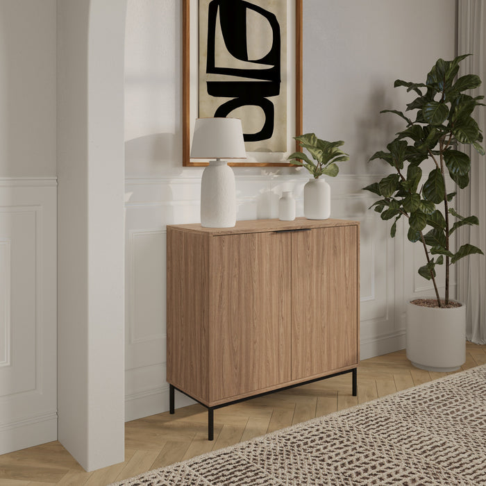 Nordika Slim 2-Door Storage Cabinet - Light Walnut
