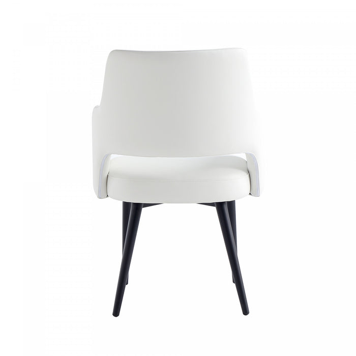 Tremont Modern Vegan Leather Metal Armchair in White - Set of 2