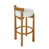 Elise Modern Round Seat Rubberwood Bar Stool Set of 2 with Curved Back Support and Sherpa Upholstery,Ivory | Elise – Lot de 2 tabourets de bar modernes a assise ronde en bois d’hevea avec dossier incurve de soutien et revetement en sherpa, couleur ivoire