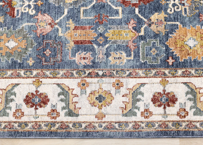 Olivia Blue Modern Tribal Inspired Border Rug, 7'10\" x 10'2\" Indoor Area Rug