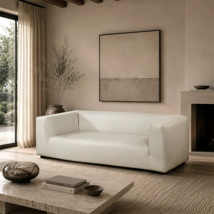 Lukas Contemporary Modern 89\" Upholstered Sofa in Cream